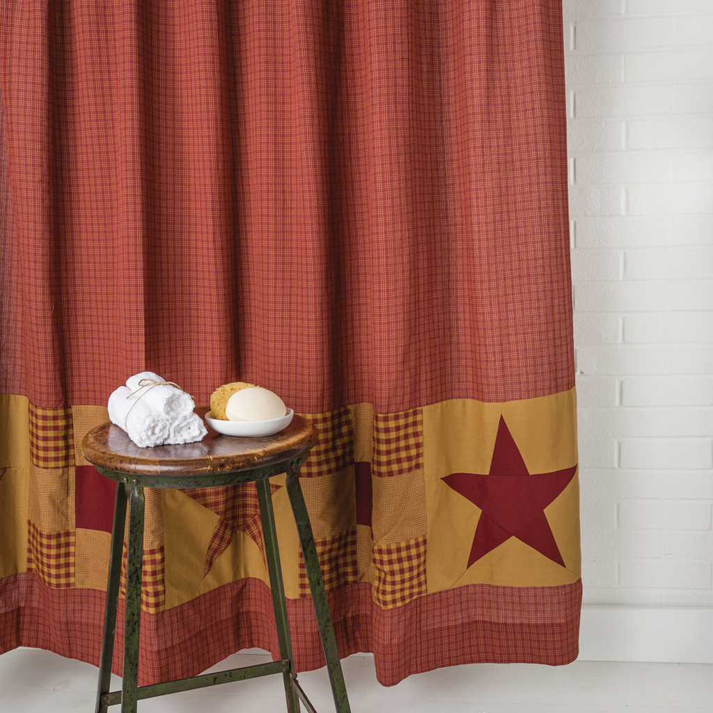 Ninepatch Star Shower Curtain w/Patchwork Borders
