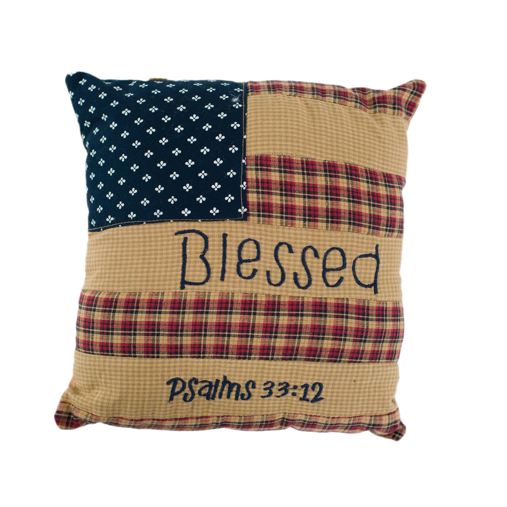 Patriotic Patch 10" x 10" Blessed Pillow
