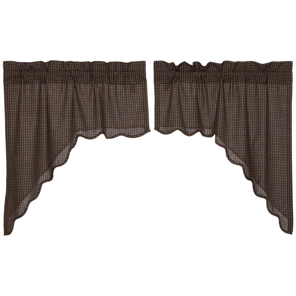 Kettle Grove Plaid Swag Curtain Scalloped Set Of 2
