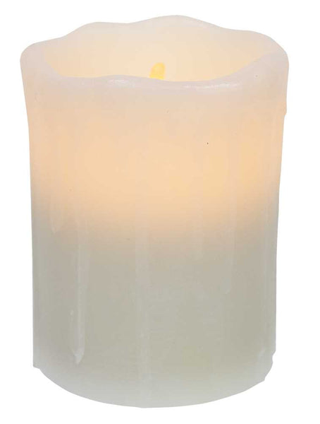 White Dripped Pillar Candle 3" x 4"