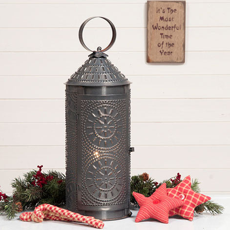 18" Chimney Lantern in Blackened Tin