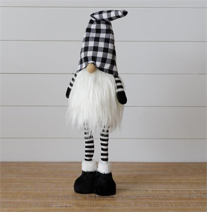 Lighted Black Check Gnome - Standing