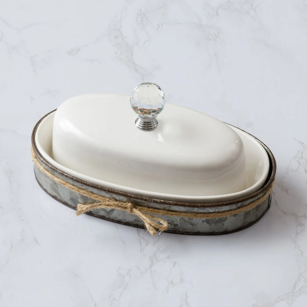 Butter Dish With Galvanized Caddy