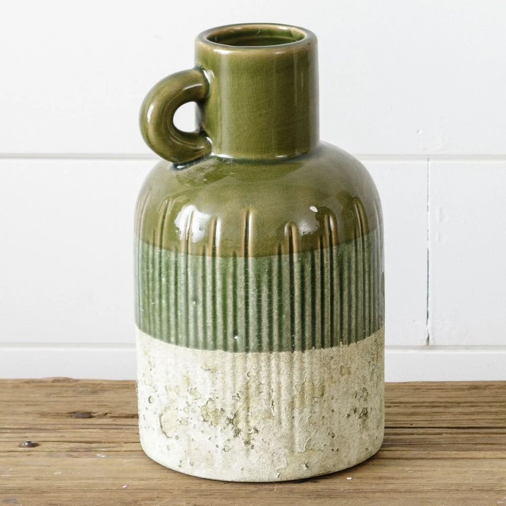 Green Jug With Distressed Bottom, Small