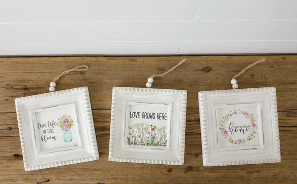Beaded Mini Frame - Floral With Sayings