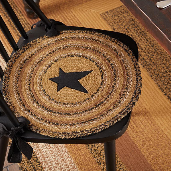 Kettle Grove Jute Chair Pads Applique Star - Set of 6