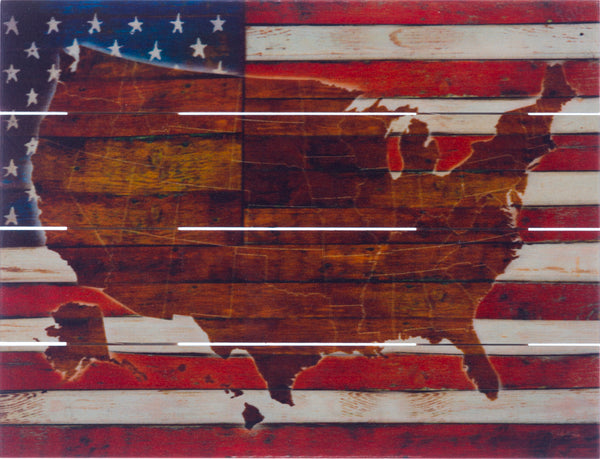 American Flag USA Map Pallet Art