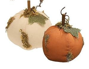 Mossy Stuffed Pumpkin, 3.25" x 3.75", 2 Asst.