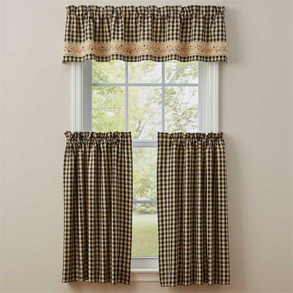 Berry Gingham Lined Border Valance