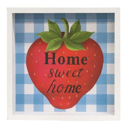 Home Sweet Home Strawberry Framed Box Sign
