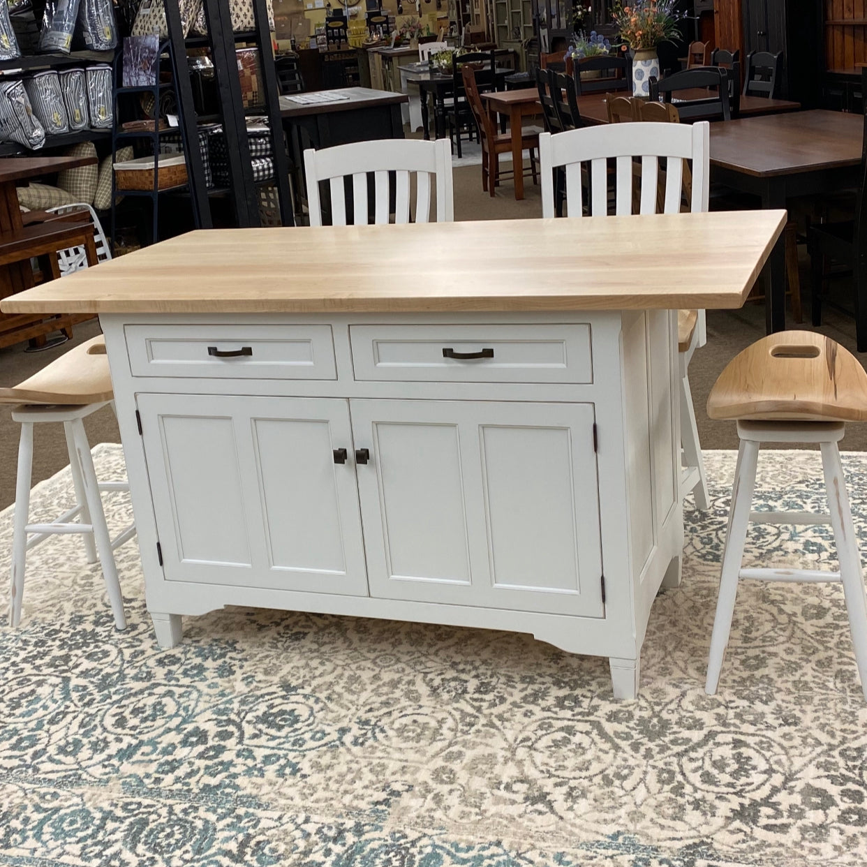 CLEARANCE: Kitchen Island with 2 Stools (Charmworks) - Our Country Hearts