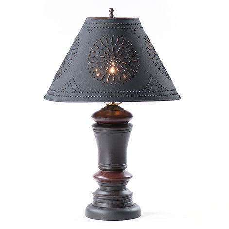 Peppermill Lamp in Black with Tin Shade
