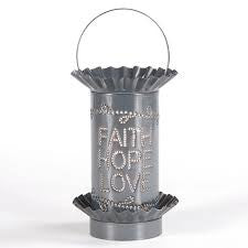 Mini Tartwarmer with Vertical Faith Hope Love in Country Tin
