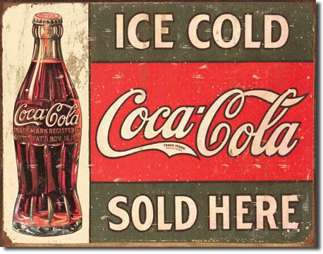 Coke - C. 1916 Ice Cold Tin Sign