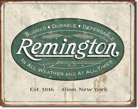 REM - Weathered Logo Tin Sign
