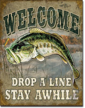 Welcome Bass Fishing Tin Sign