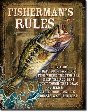 JQ - Fisherman's Rules Tin Sign