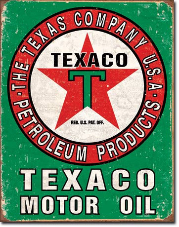 Texaco Oil Weathered Tin Sign