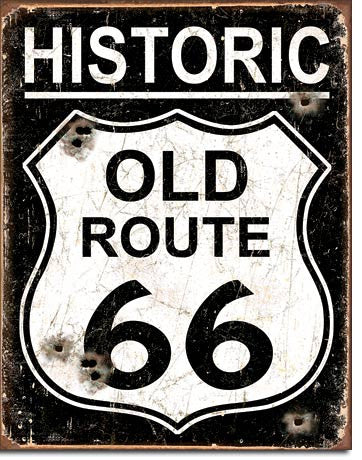 Old Route 66 - Weathered Tin Sign