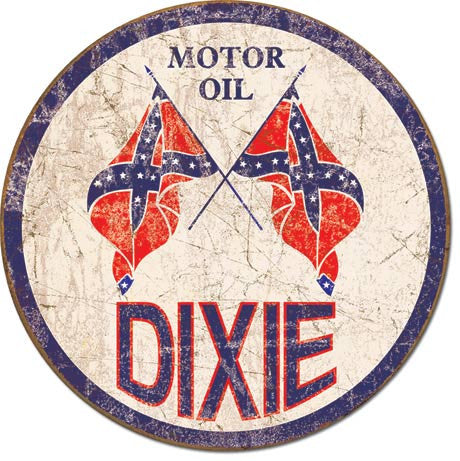 Dixie Gas - Weathered Round Tin Sign