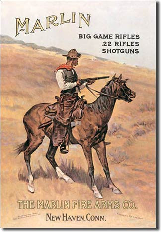 Marlin/Cowboy on Horse Tin Sign