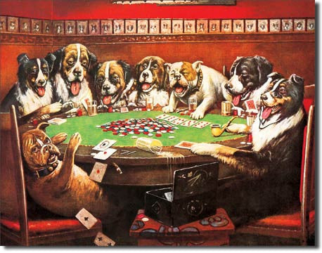 8 Druken Dogs Playing Cards Tin Sign