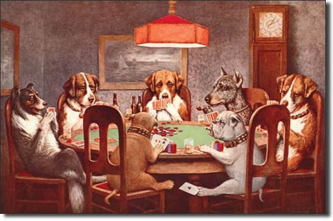 7 Dogs Playing Poker Tin Sign