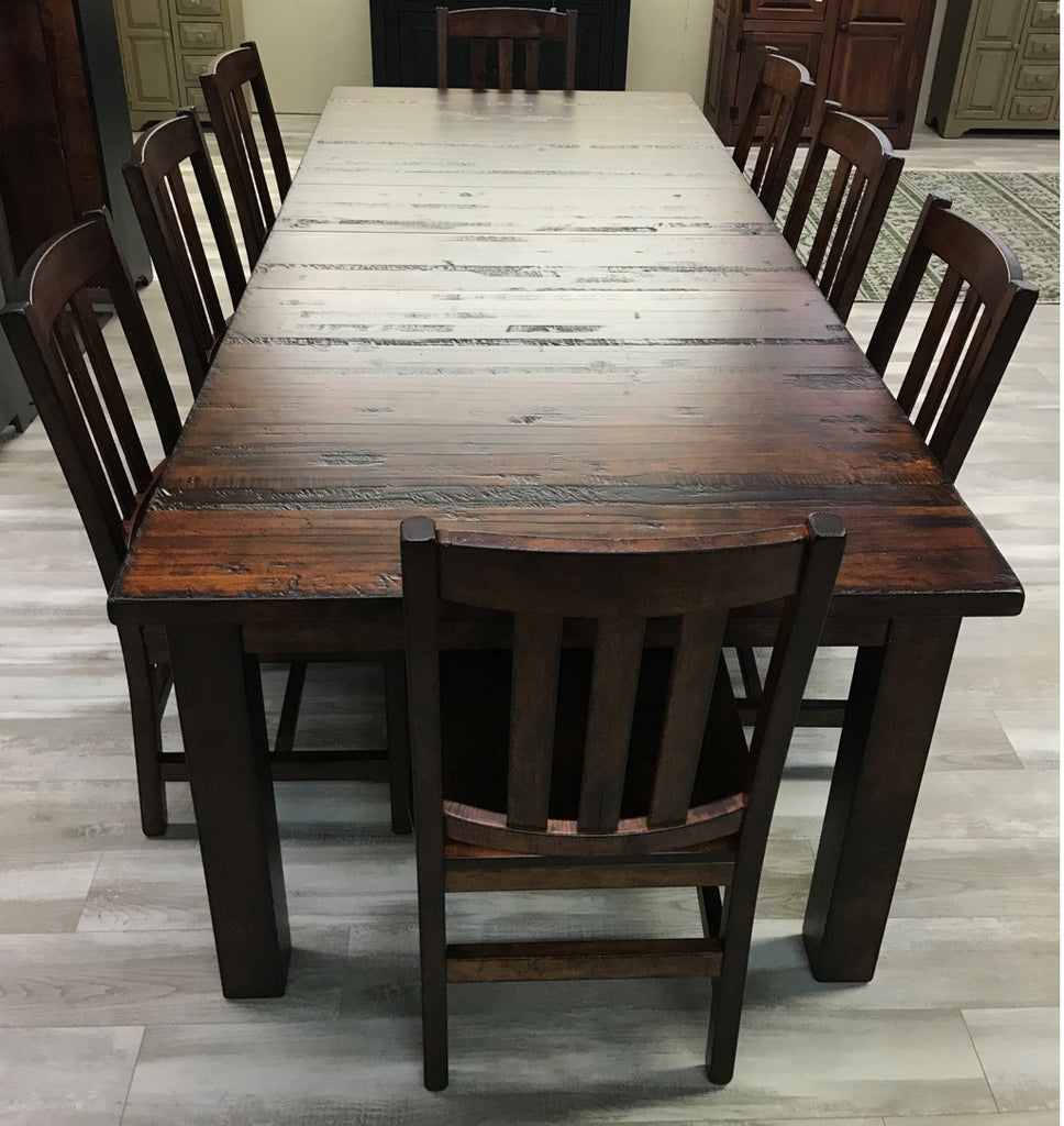 Ancient Mission Butcher Block Top Table in Brown Maple & Ancient Mission Side Chairs