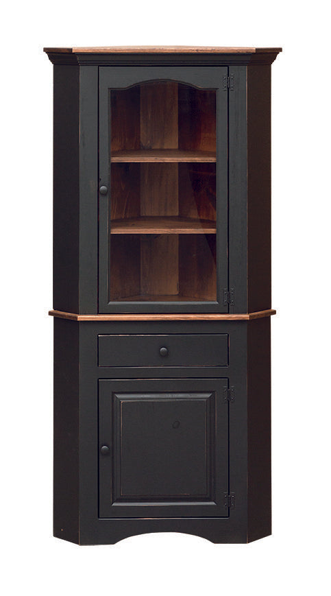 J189 Corner Cupboard with Drawer & Glass Doors