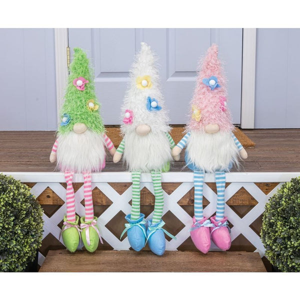 Fuzzy Flower Hat Gnome Dangle Leg